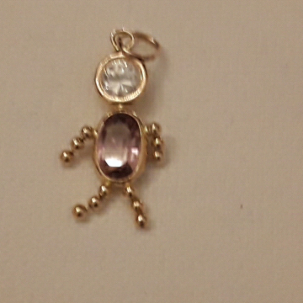 14k gold Birthstone kid June charm or pendant